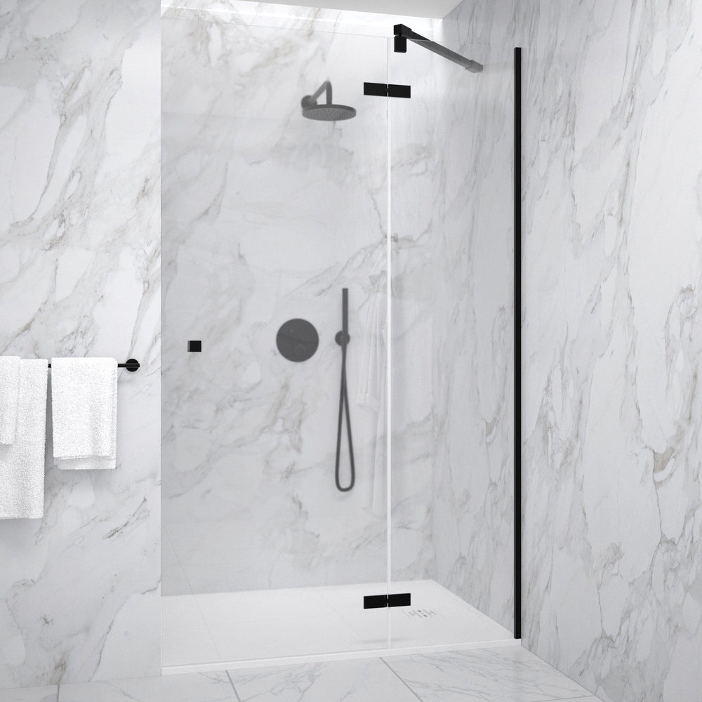 Hinged Shower Door - Matt Black 1200mm