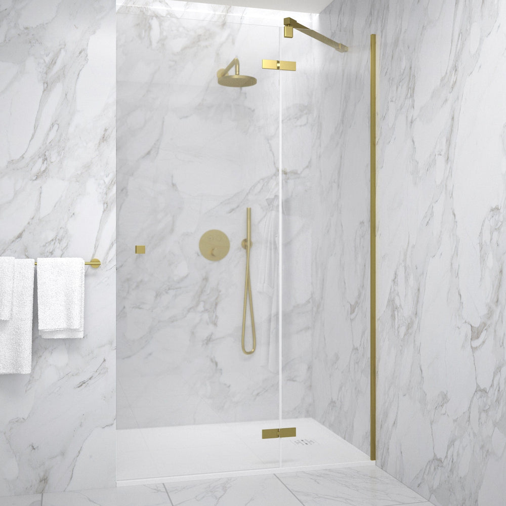 Hinged Shower Door - Brushed Brass 1200mm