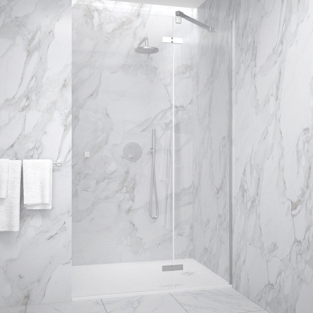 Hinged Shower Door - Brushed Steel 1200mm