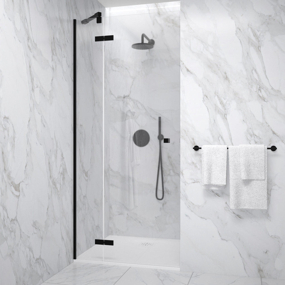 Hinged Shower Door - Matt Black 900mm