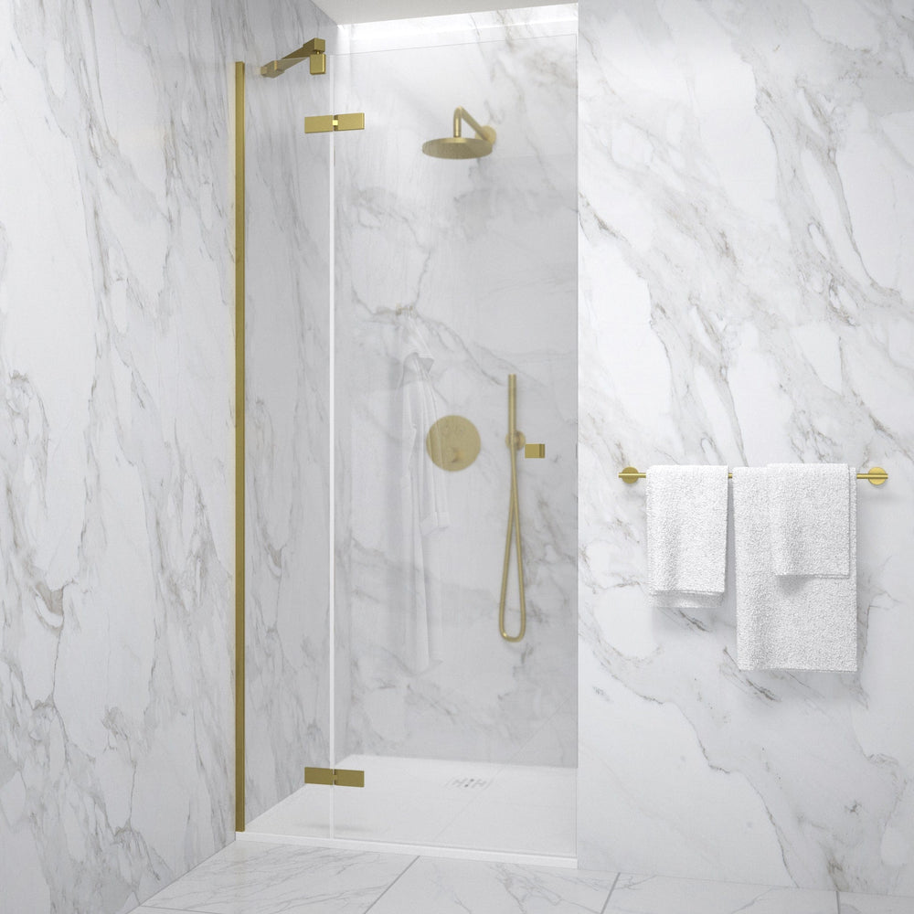 Hinged Shower Door - Brushed Brass 900mm
