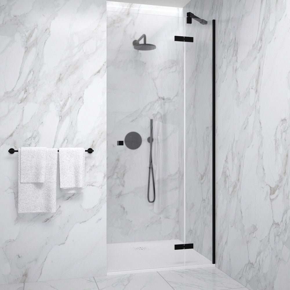 Hinged Shower Door - Matt Black 900mm