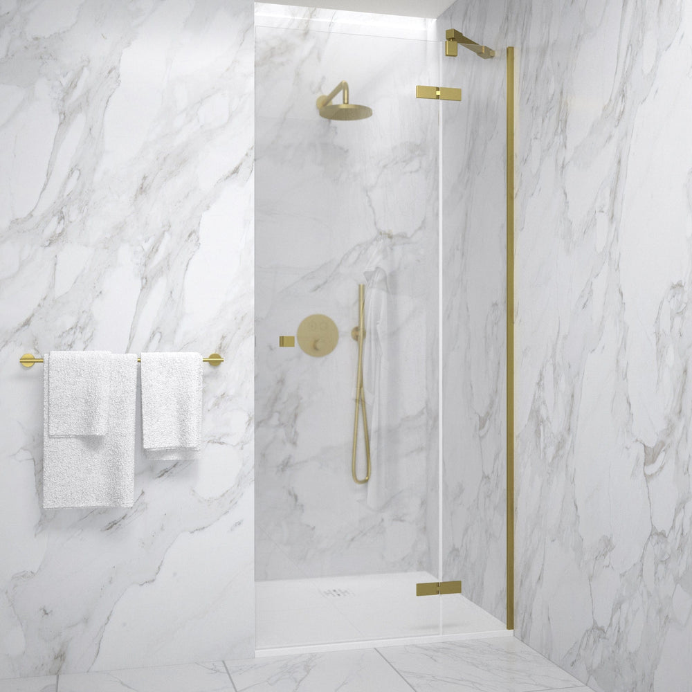 Hinged Shower Door - Brushed Brass 900mm
