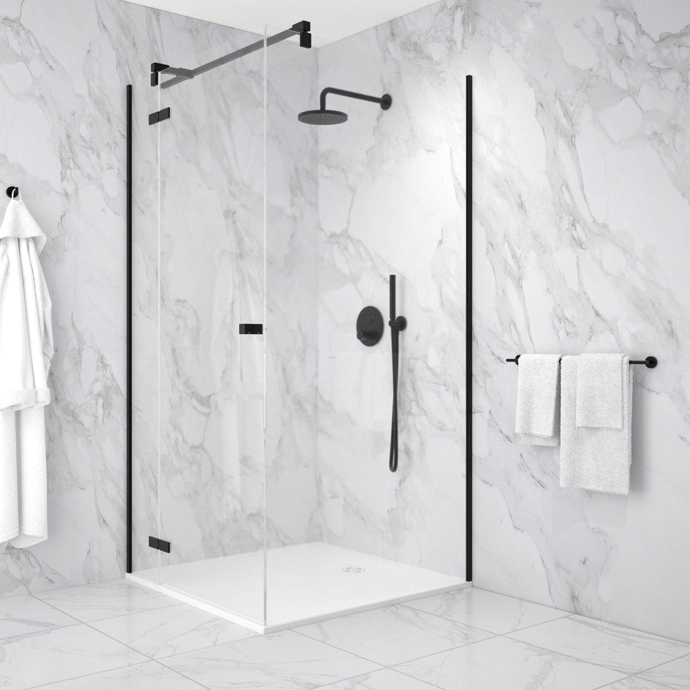 Hinged 1000mm Shower Door & 1000mm Side Panel - Matt Black