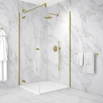 Hinged 1000mm Shower Door & 1000mm Side Panel - Brushed Brass