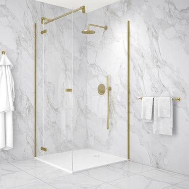 Hinged 1000mm Shower Door & 1000mm Side Panel - Brushed Brass