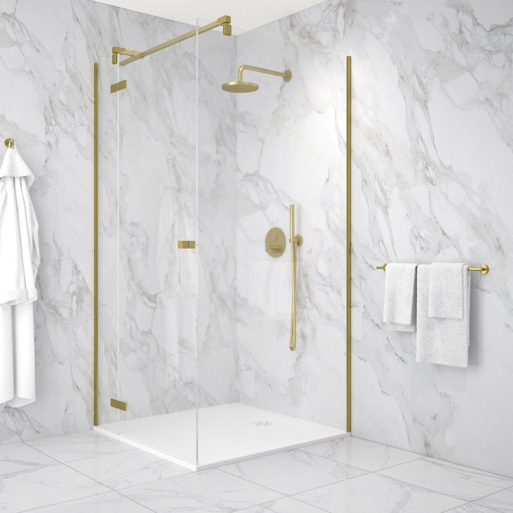 Hinged 1000mm Shower Door & 1000mm Side Panel - Brushed Brass