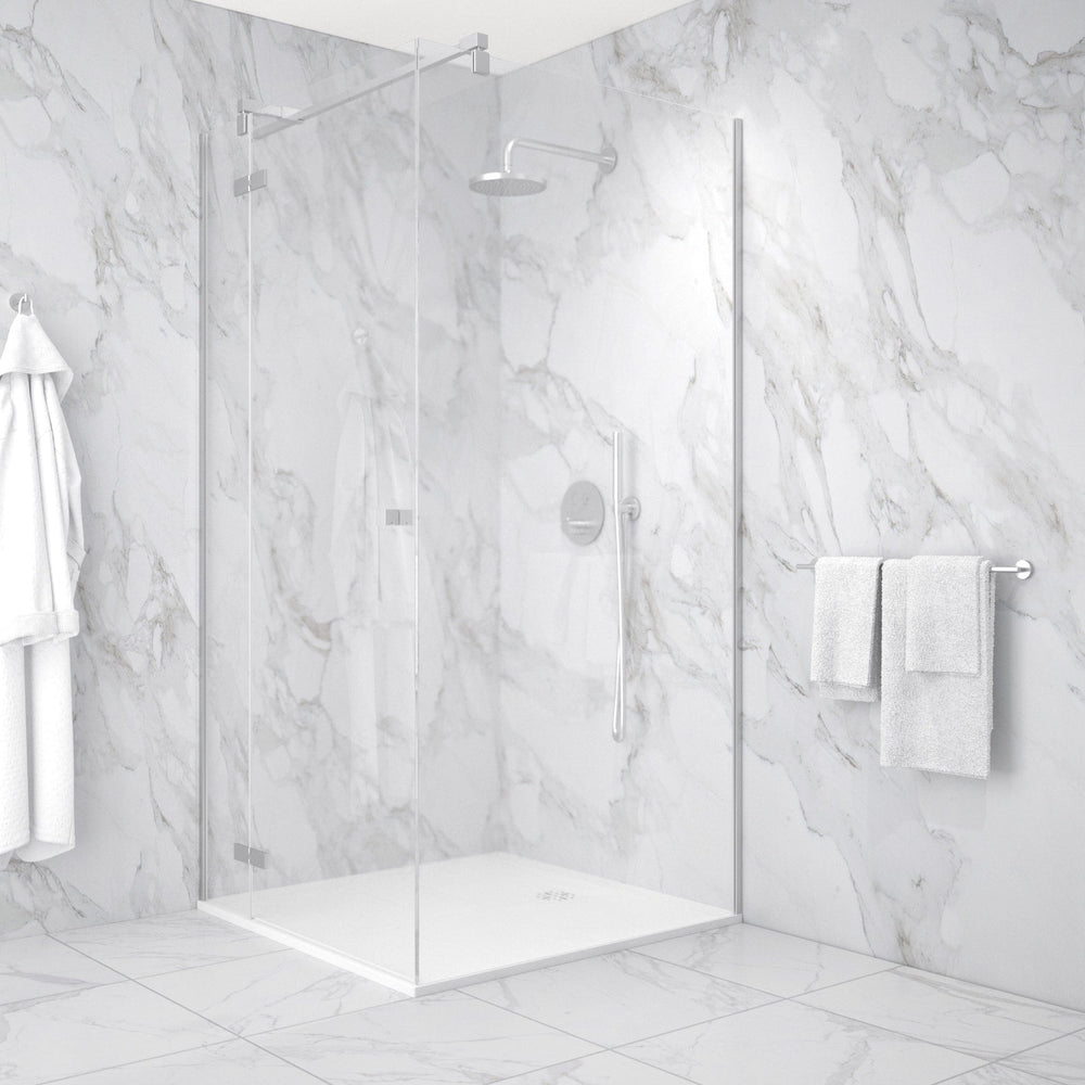 Hinged 1000mm Shower Door & 1000mm Side Panel - Brushed Steel