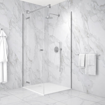 Hinged 1000mm Shower Door & 900mm Side Panel - Chrome