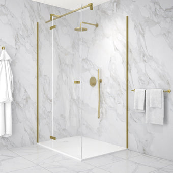 Hinged 1200mm Shower Door & 1000mm Side Panel - Brushed Brass