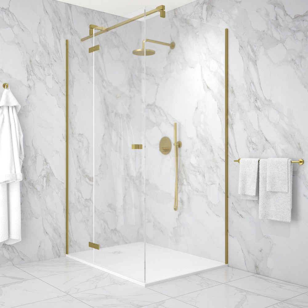 Hinged 1200mm Shower Door & 1000mm Side Panel - Brushed Brass
