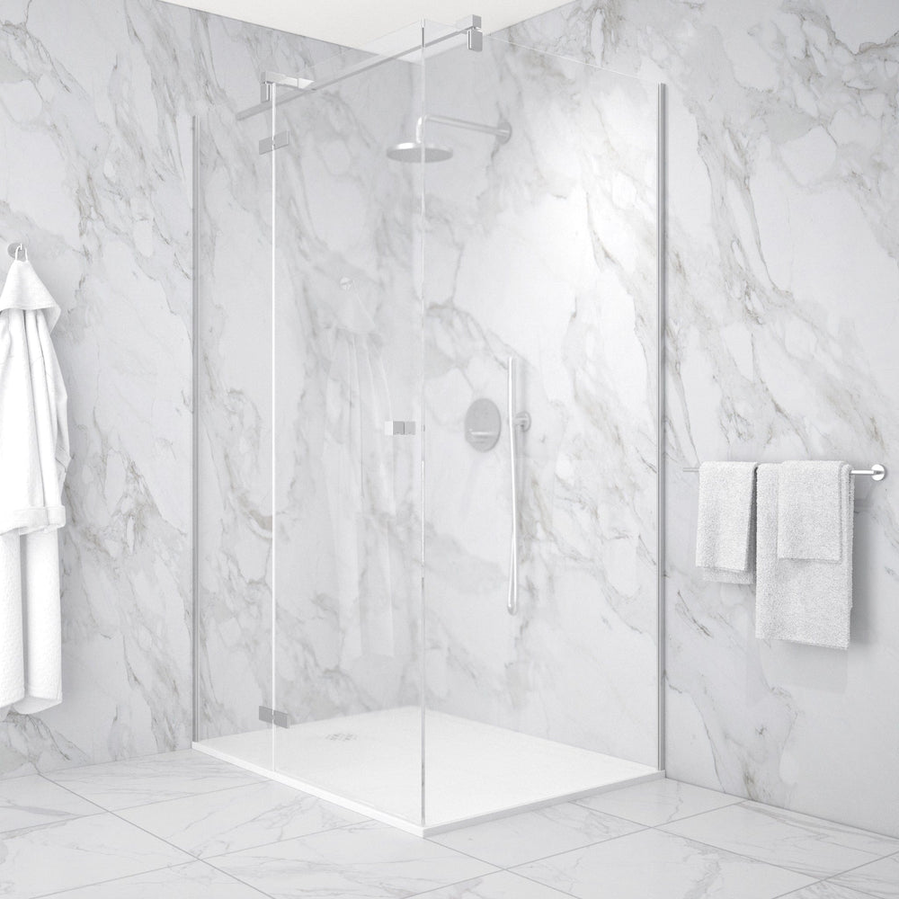 Hinged 1200mm Shower Door & 1000mm Side Panel - Brushed Steel