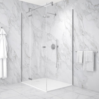 Hinged 1200mm Shower Door & 900mm Side Panel - Chrome