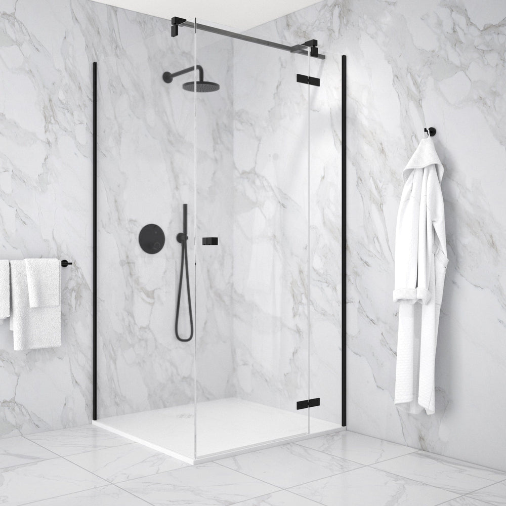 Hinged 1000mm Shower Door & 1000mm Side Panel - Matt Black