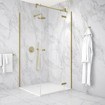 Hinged 1000mm Shower Door & 1000mm Side Panel - Brushed Brass