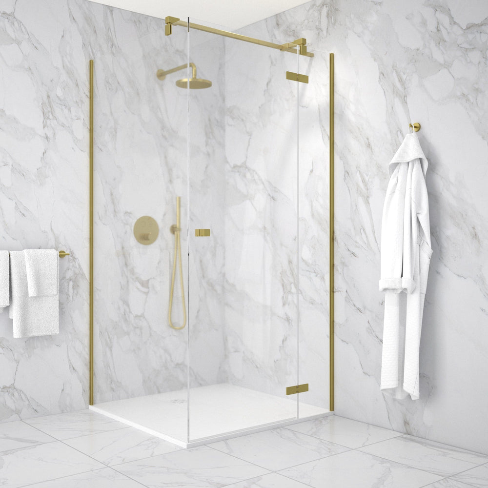 Hinged 1000mm Shower Door & 1000mm Side Panel - Brushed Brass