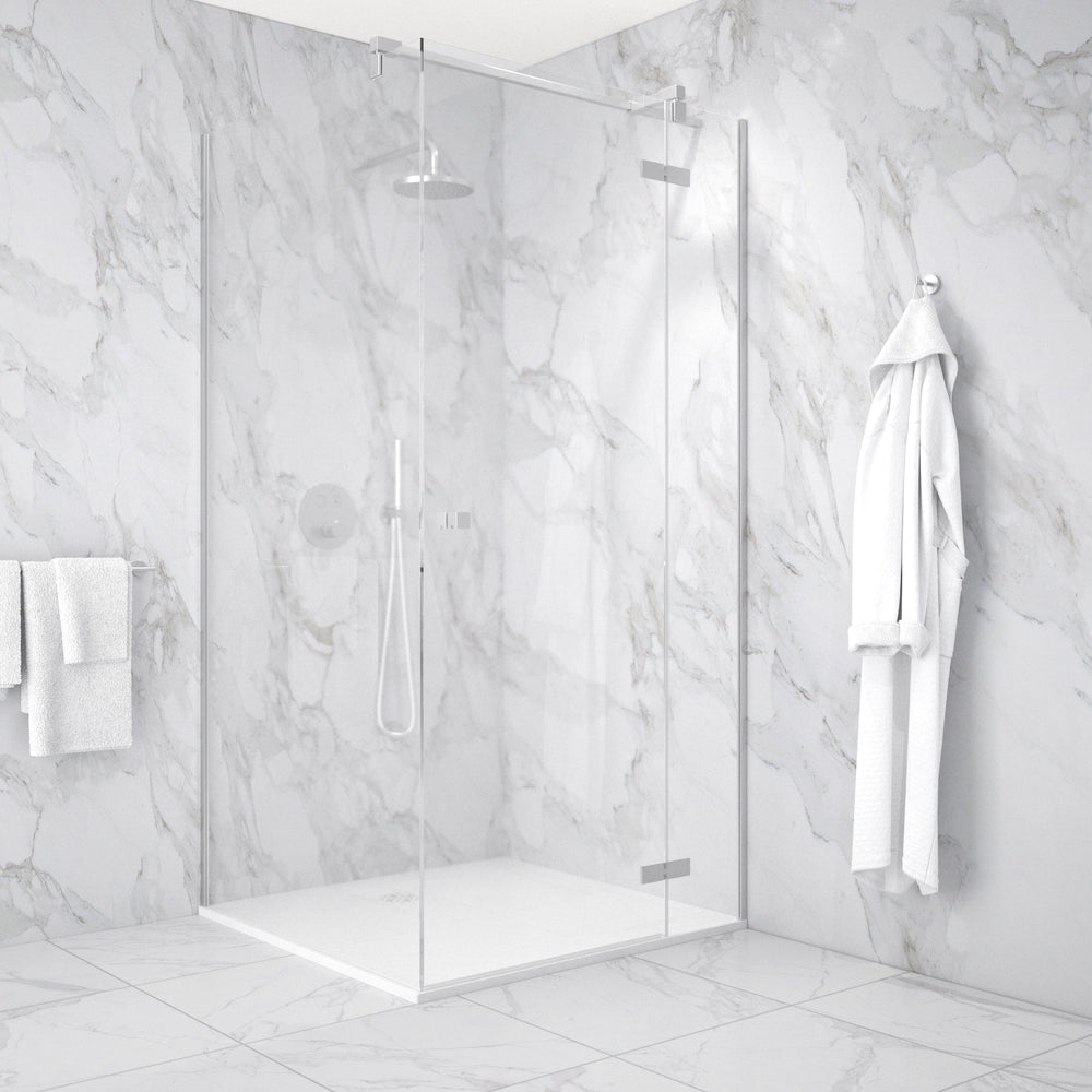 Hinged 1000mm Shower Door & 1000mm Side Panel - Brushed Steel