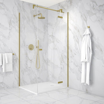 Hinged 1000mm Shower Door & 900mm Side Panel - Brushed Brass