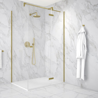 Hinged 1200mm Shower Door & 1000mm Side Panel - Brushed Brass