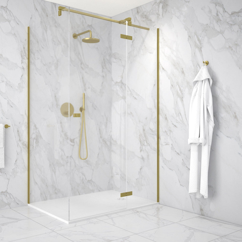 Hinged 1200mm Shower Door & 1000mm Side Panel - Brushed Brass