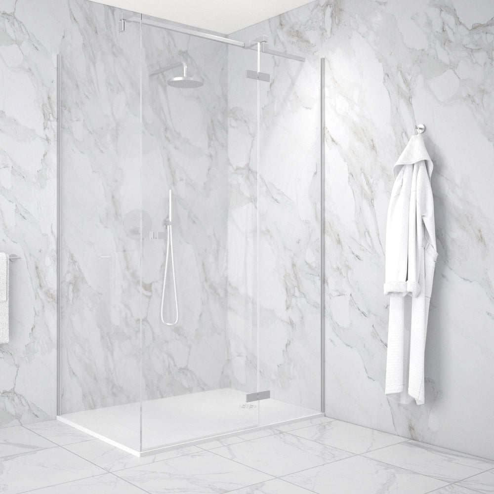 Hinged 1200mm Shower Door & 1000mm Side Panel - Brushed Steel