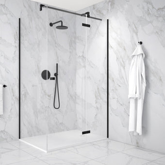 Hinged 1200mm Shower Door & 900mm Side Panel - Matt Black