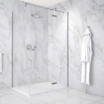 Hinged 1200mm Shower Door & 900mm Side Panel - Chrome